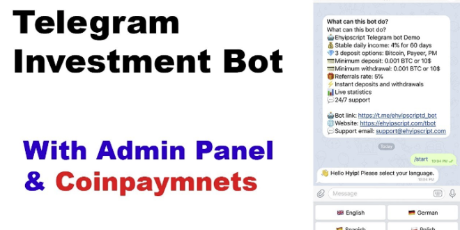 Telegram Investment Bot V2 With Admin Panel Coinpaymnets