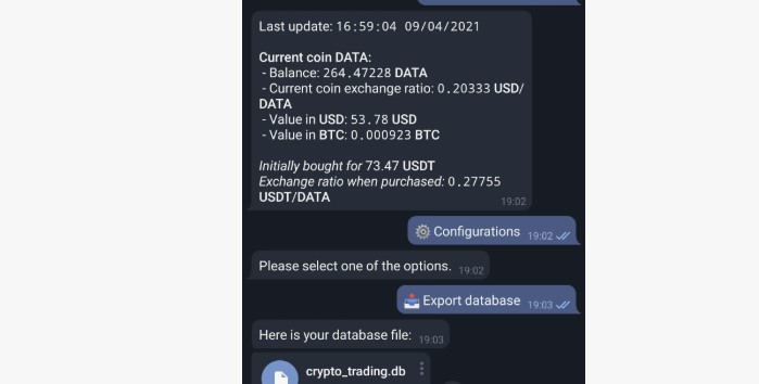 Bot, check your POSITIONS and BALANCE on the Binance Exchange